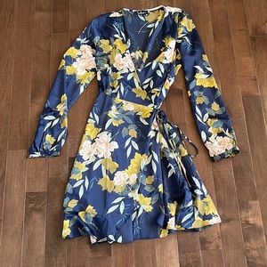Lulus floral print silky wrap dress